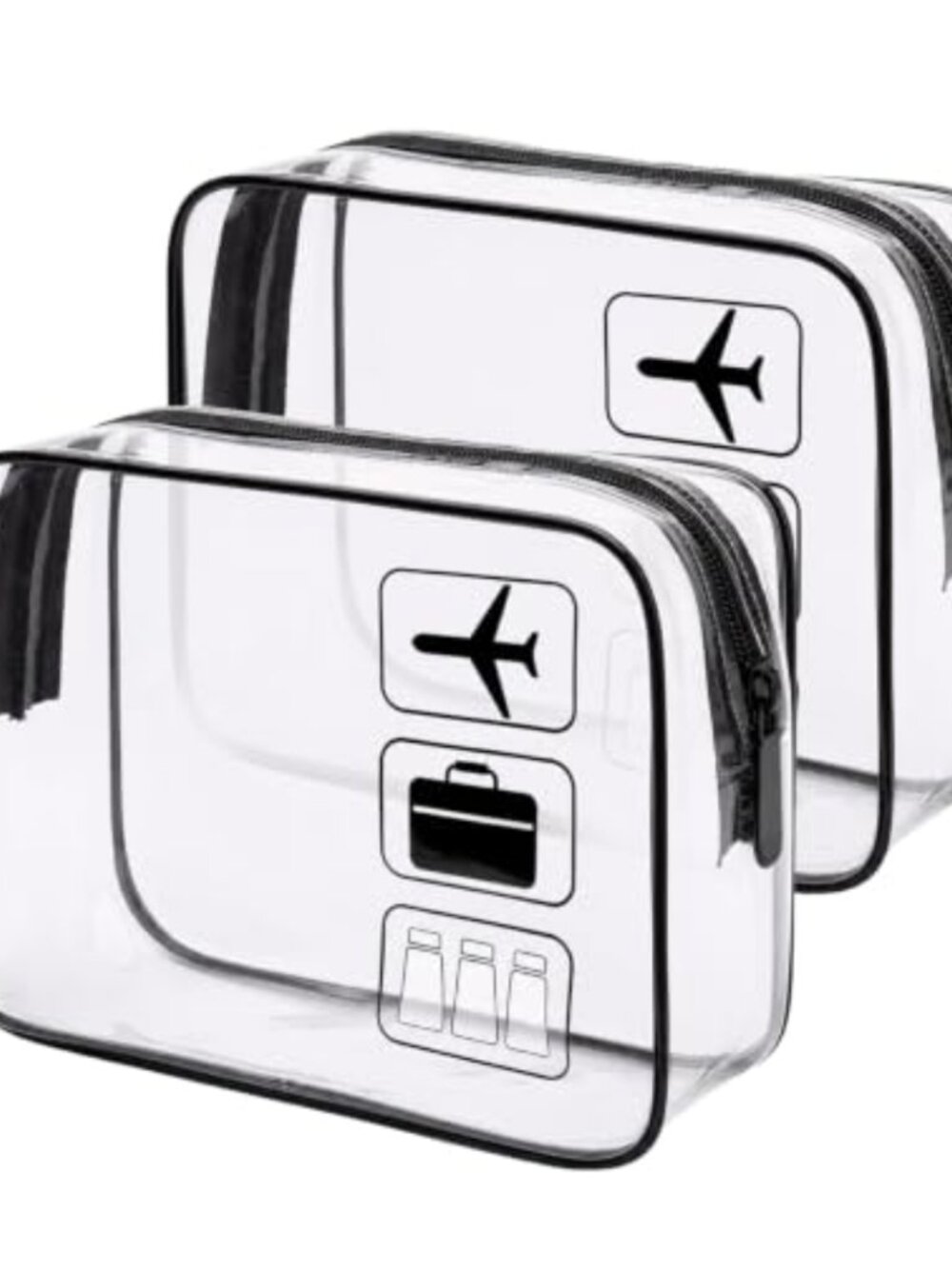 2 Pack Clear PVC Toiletry Bag Set Waterproof Travel Pouch Carry On